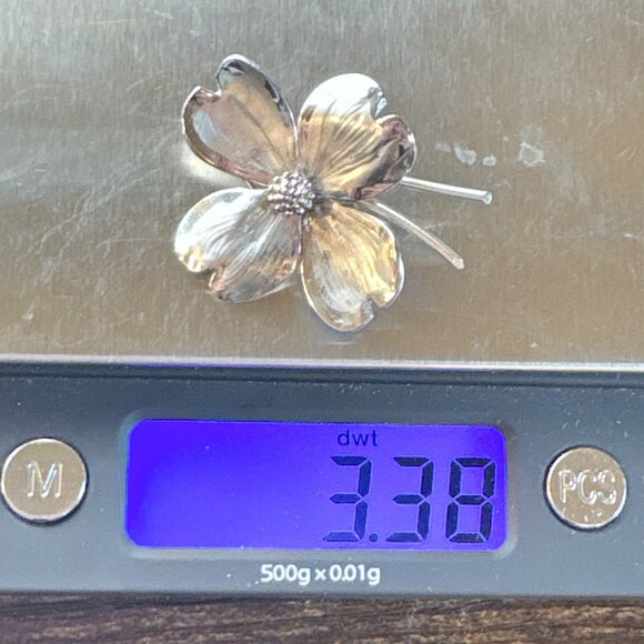 VTG Sterling Silver 925 Four Leaf Clover Textured Brooch Size 1" Length - Picture 11 of 11